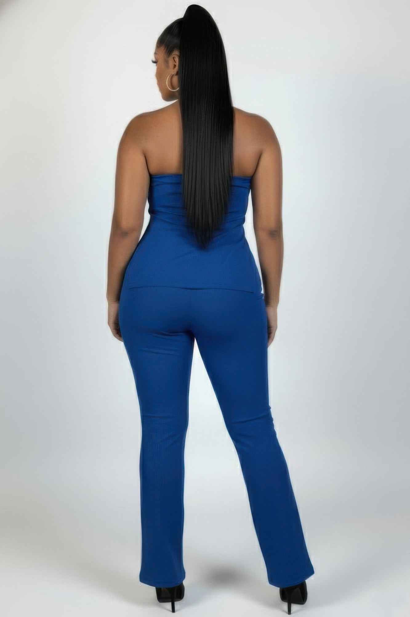 CAPELLA Plus Ribbed Tube Top & Flare Pants Set