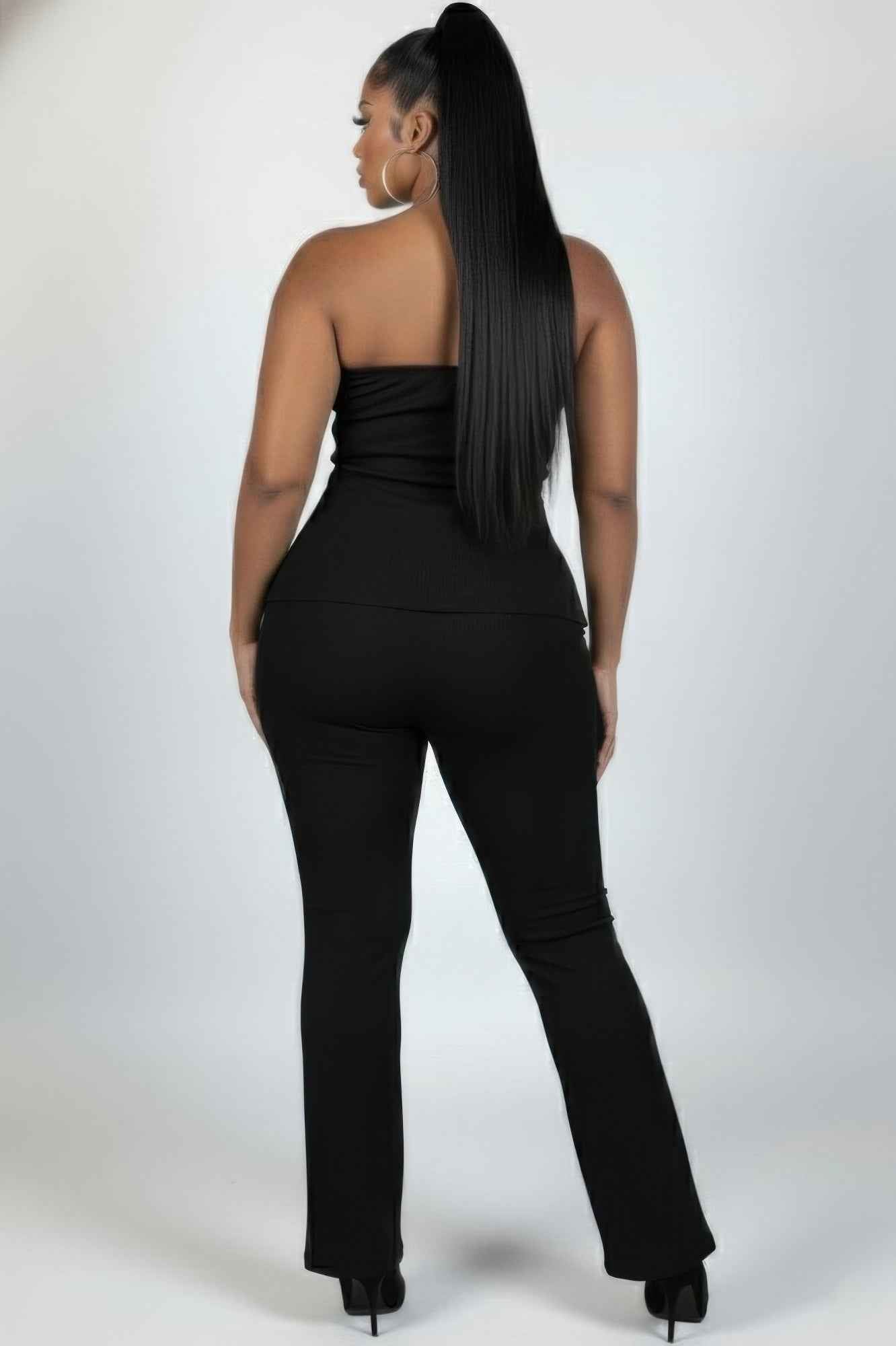 CAPELLA Plus Ribbed Tube Top & Flare Pants Set