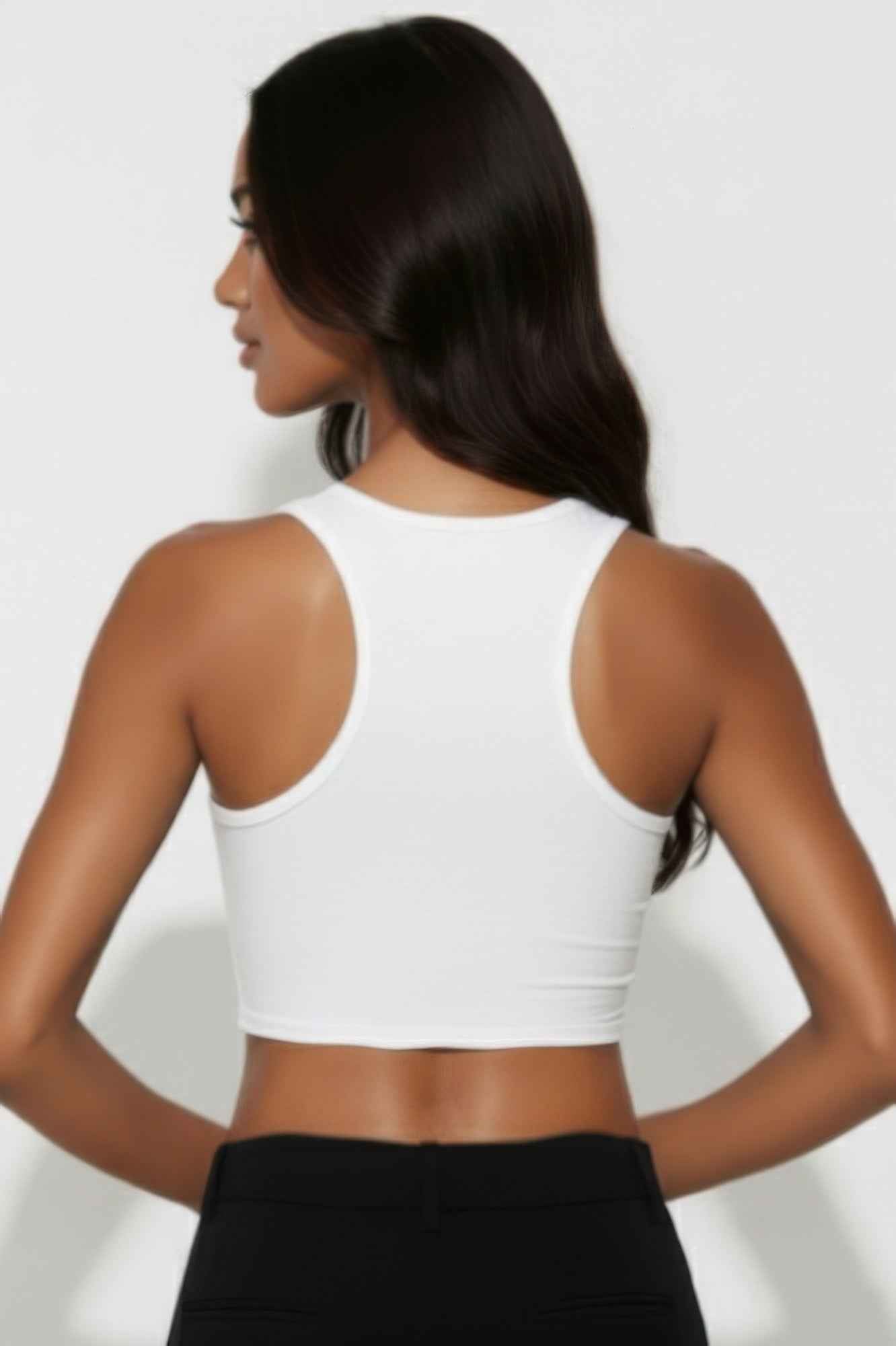 CAPELLA Sheer Mesh Panel Crop Top - Contrast Bodycon Tank