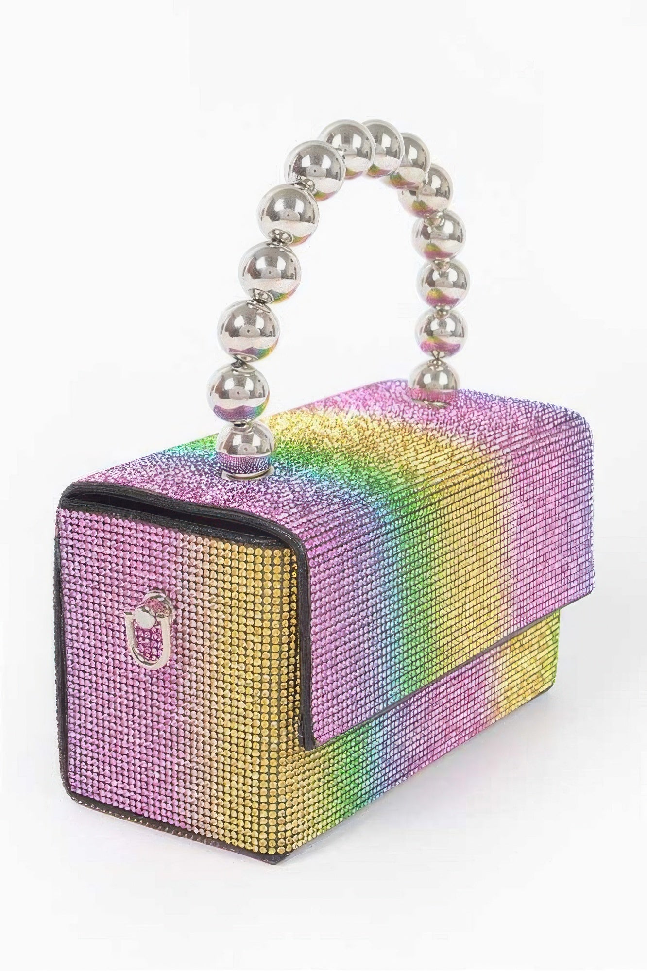 Rhinestone Ball Chain Handle Bag - Fashions Envy