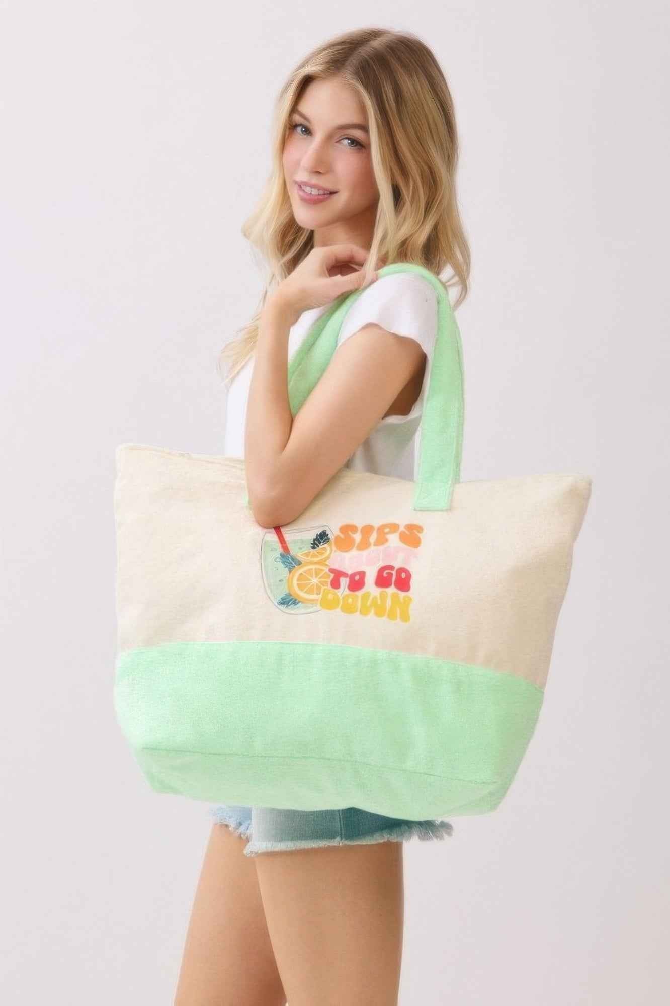 Sips About To Go Down Terry Tote