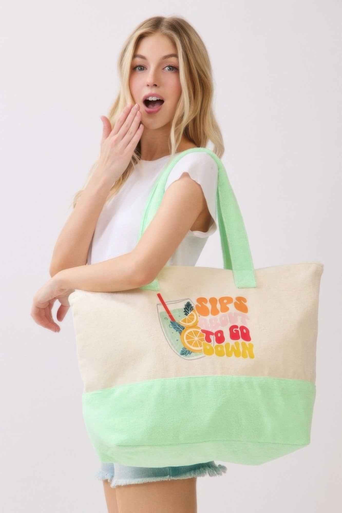 Sips About To Go Down Terry Tote