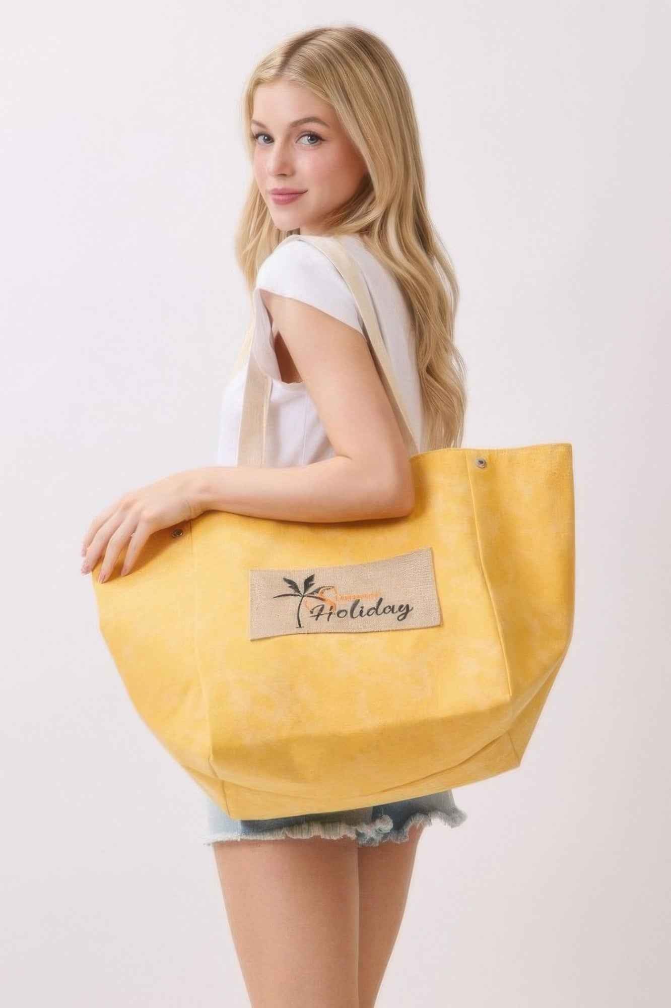 2 In 1 Shoulder & Bucket Style Vintage Canvas Tote