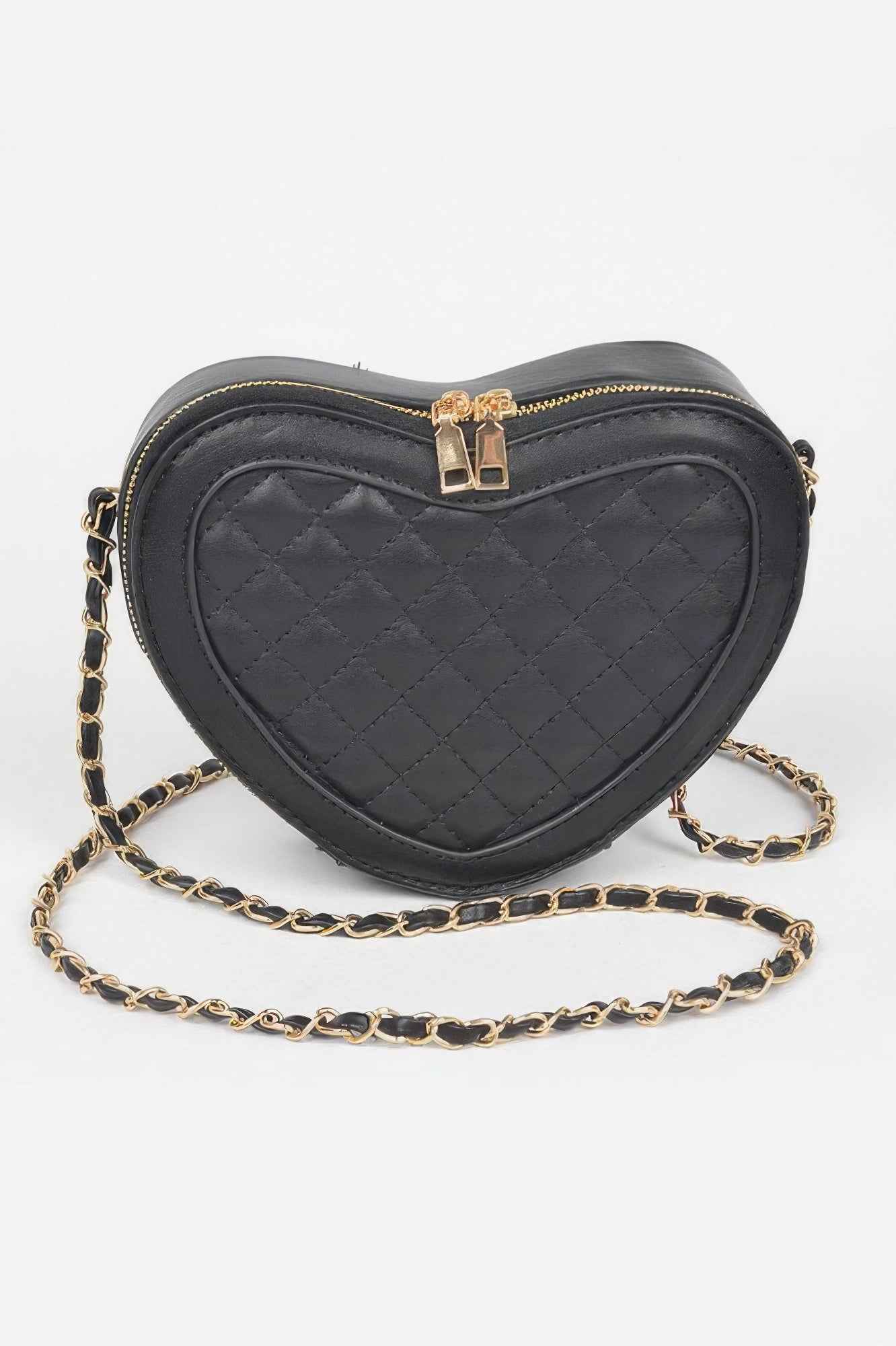 Quilted Heart Shape Crossbody Bag - Compact Handbag