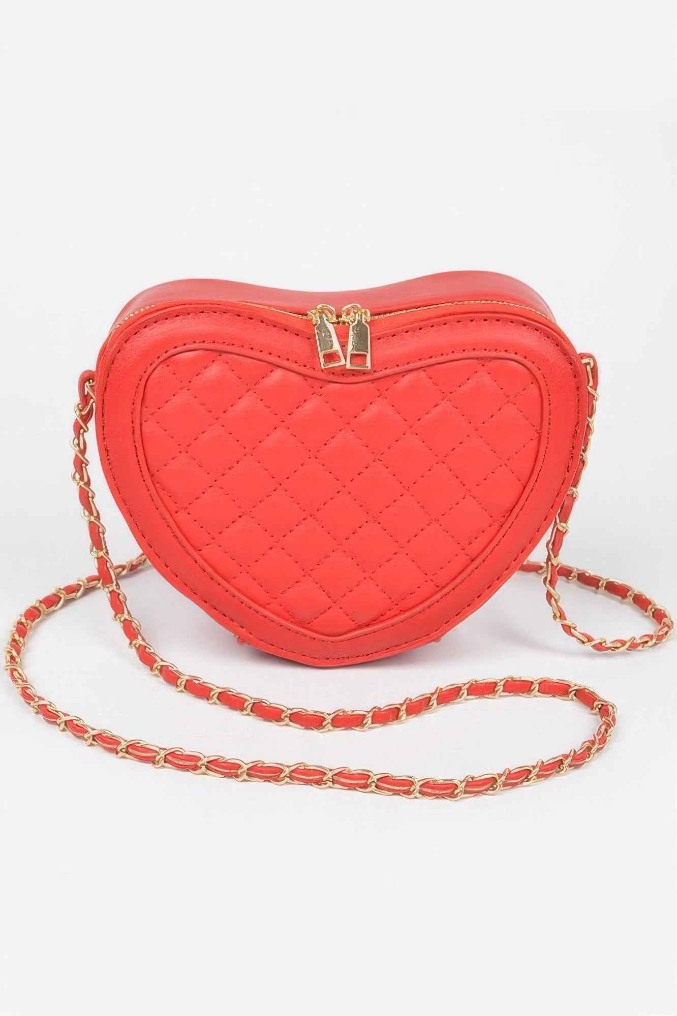Quilted Heart Shape Crossbody Bag - Compact Handbag