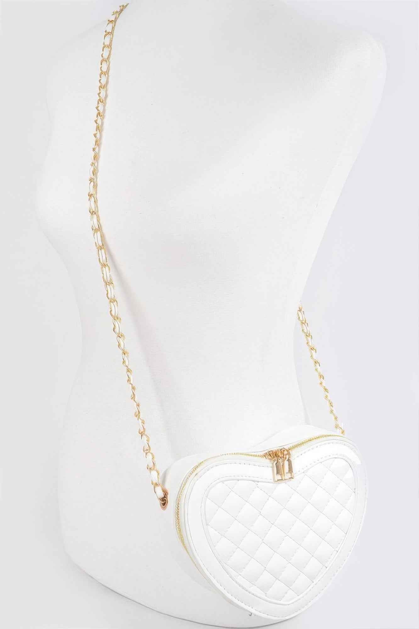 Quilted Heart Shape Crossbody Bag - Compact Handbag