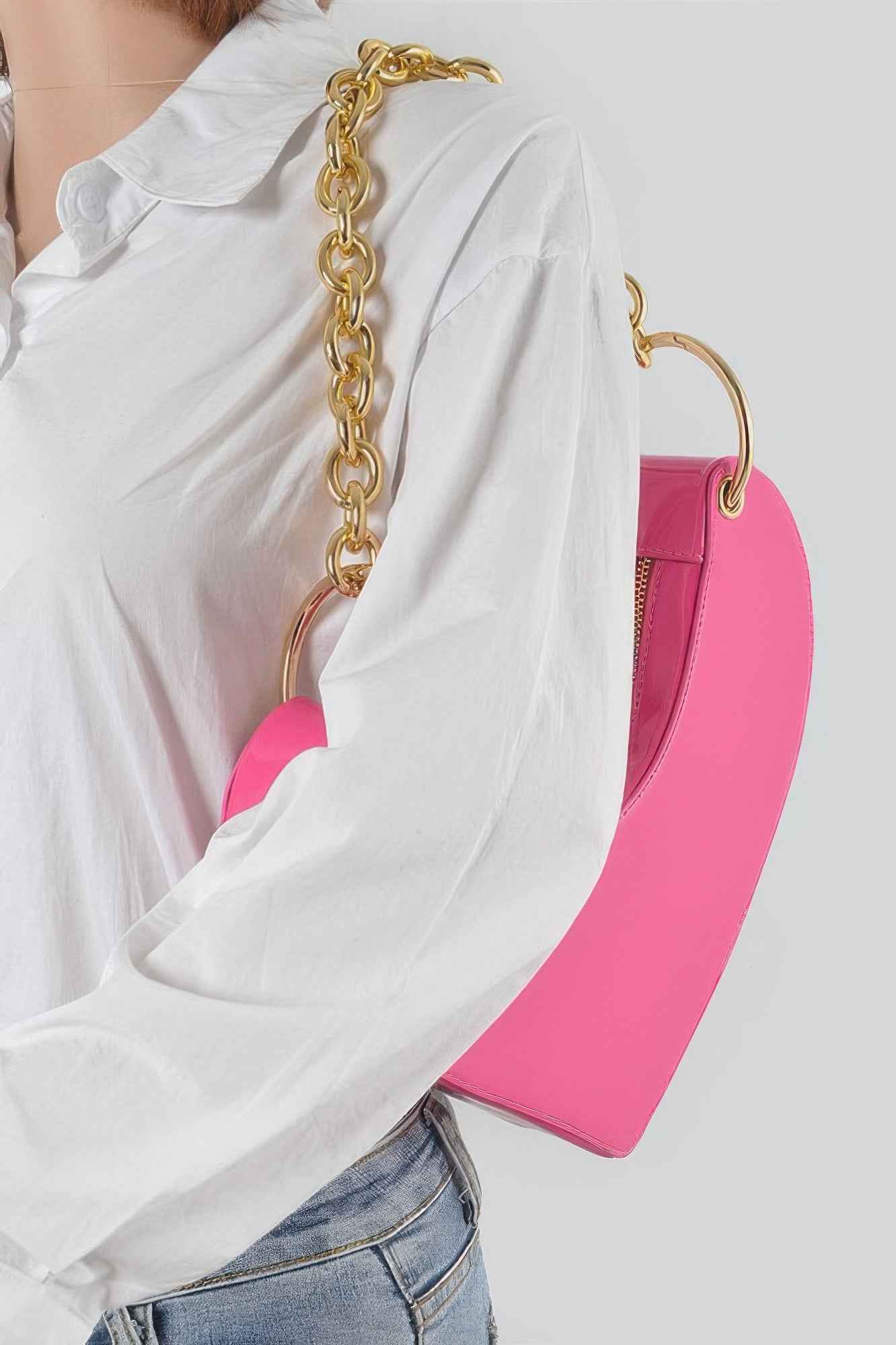 Heart Shape Handle Clutch - Oversized Statement Bag