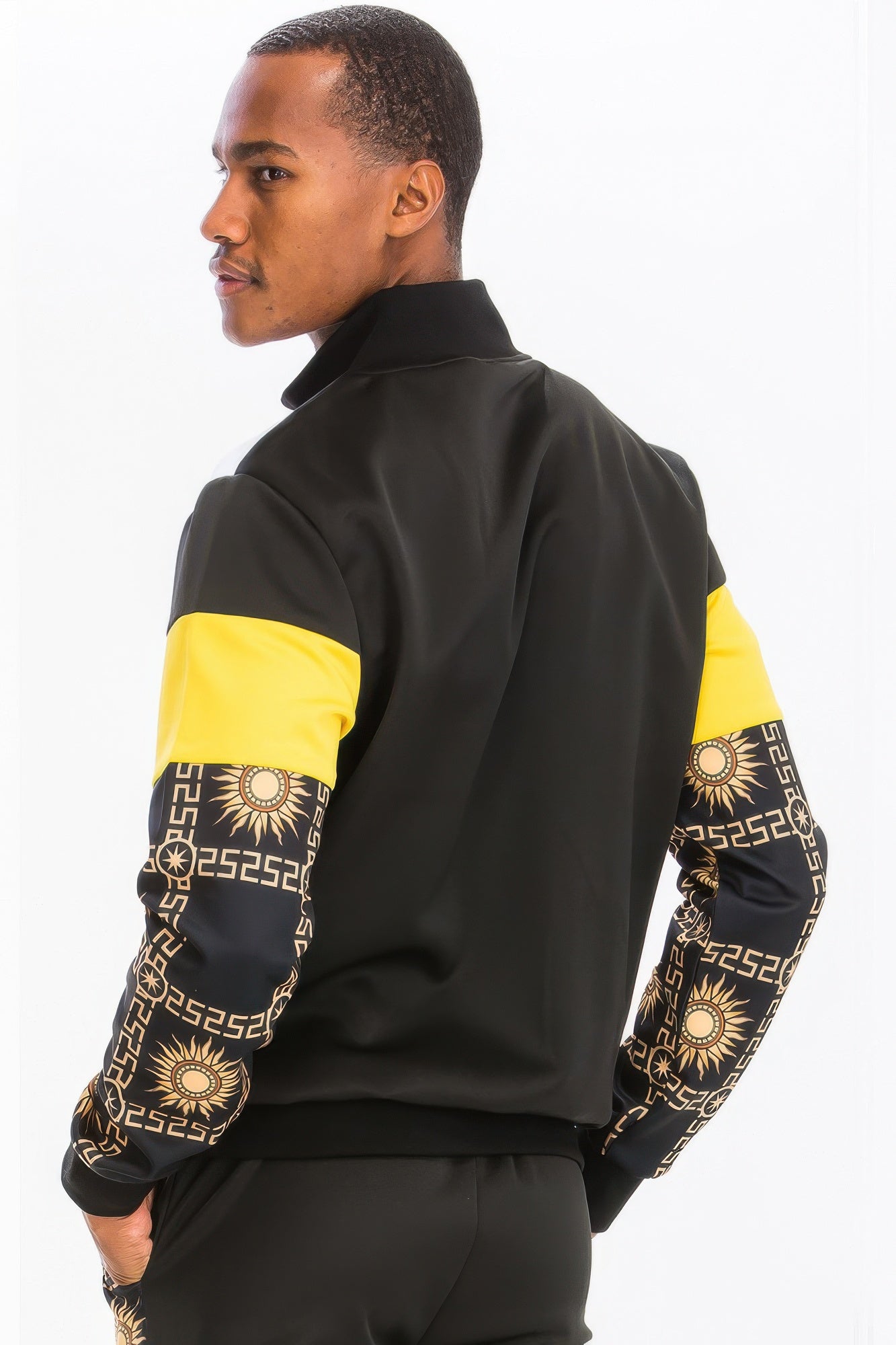 Men's Track Set - Printed Poly Span Hooded Jacket - Fashions Envy