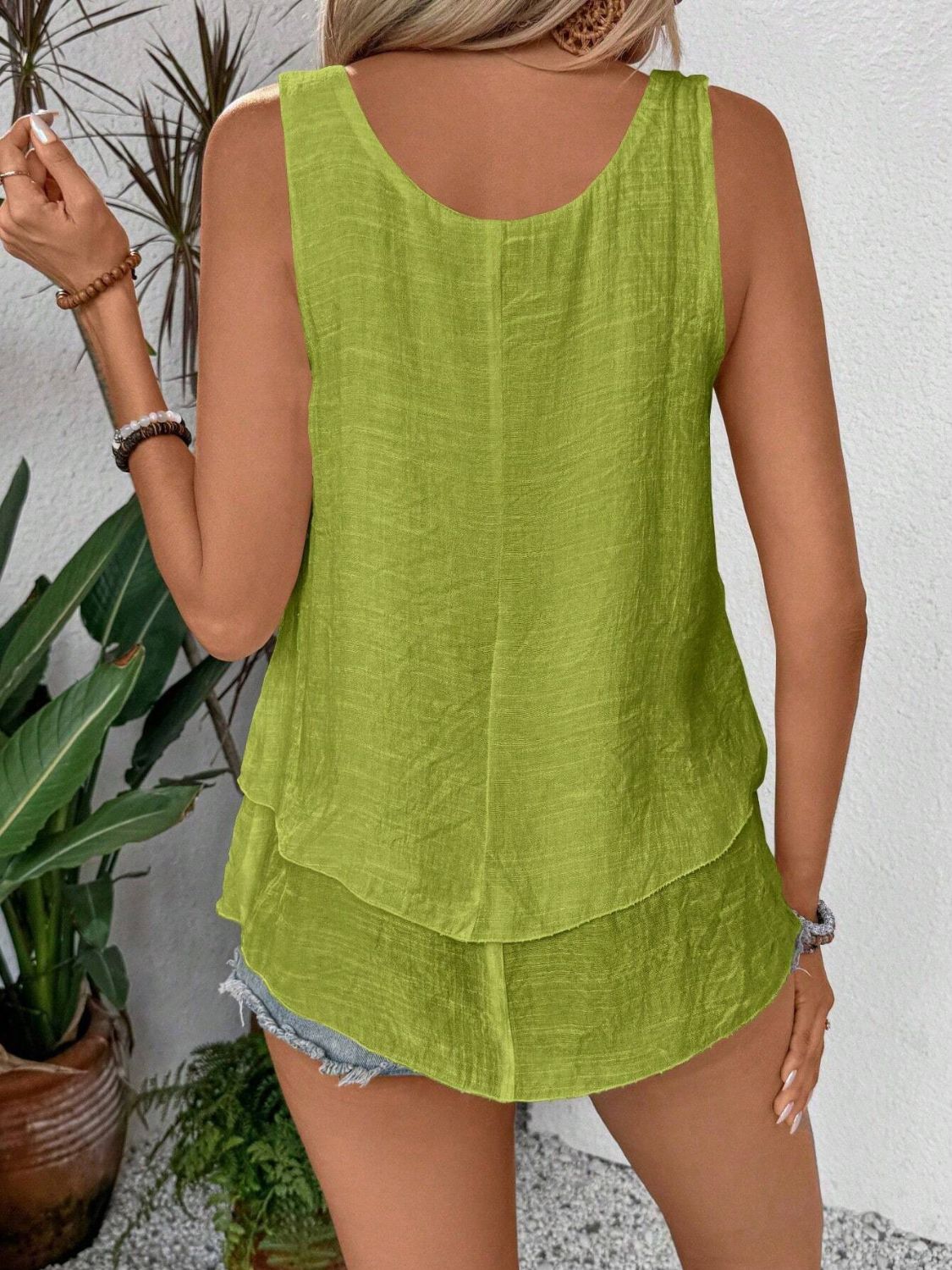 Layered Scoop Neck Wide Strap Tank Top
