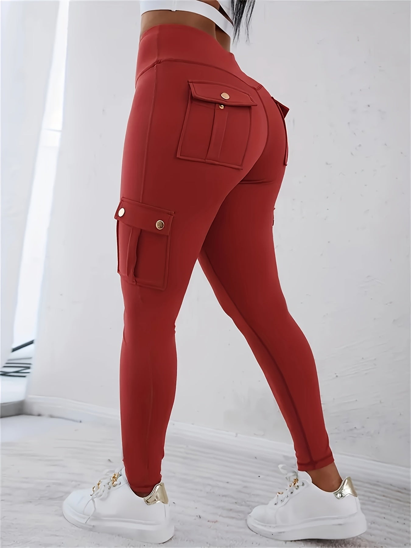 High Waisted Yoga Leggings with Pockets - Elastic Running And Sports Leggings