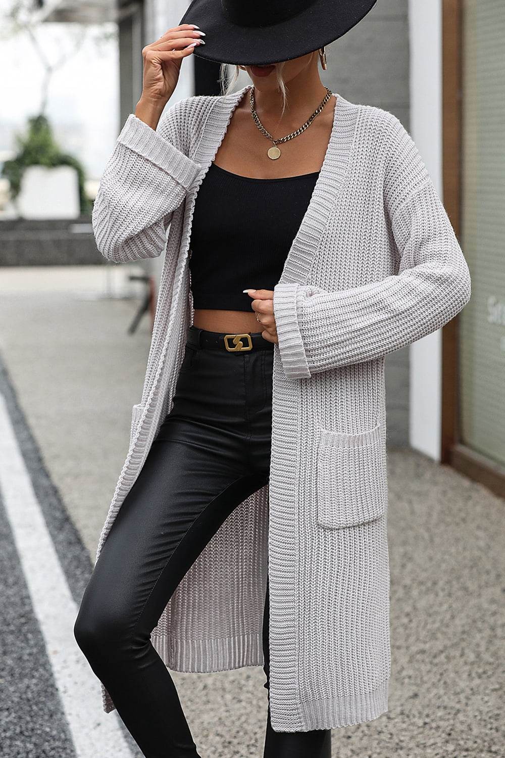 Women's Dropped Shoulder Cardigan in Cream - Fashions Envy