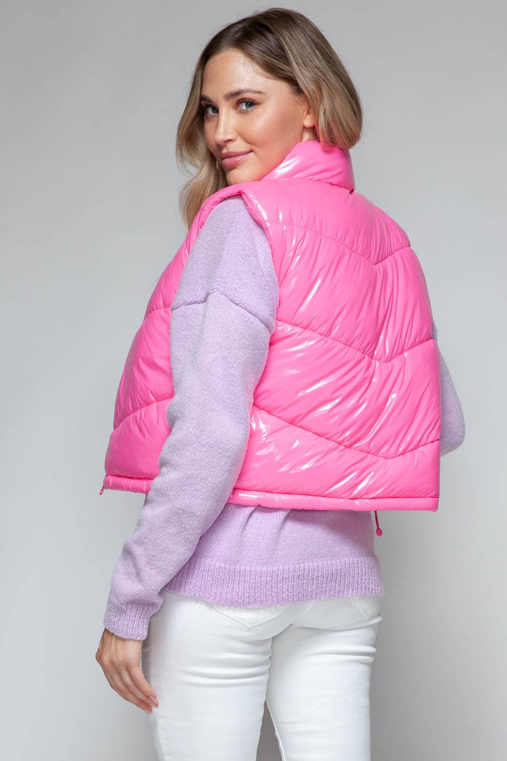Zip Up Turtleneck Shiny Snobbish Quilted Vest - Fashions Envy