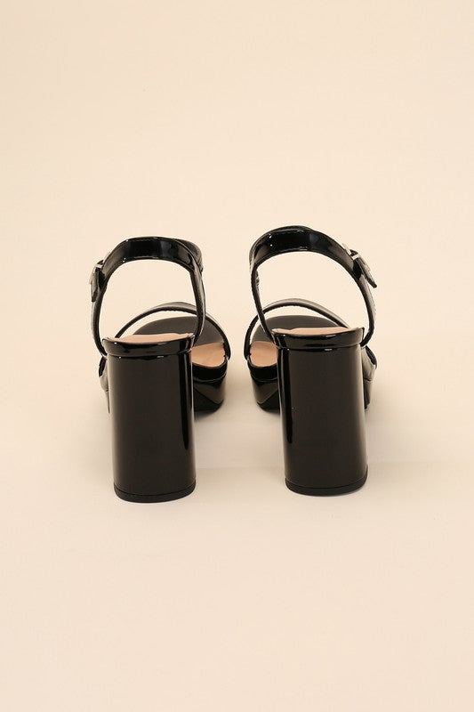 Open Toe Round Front Ankle Strap Heels