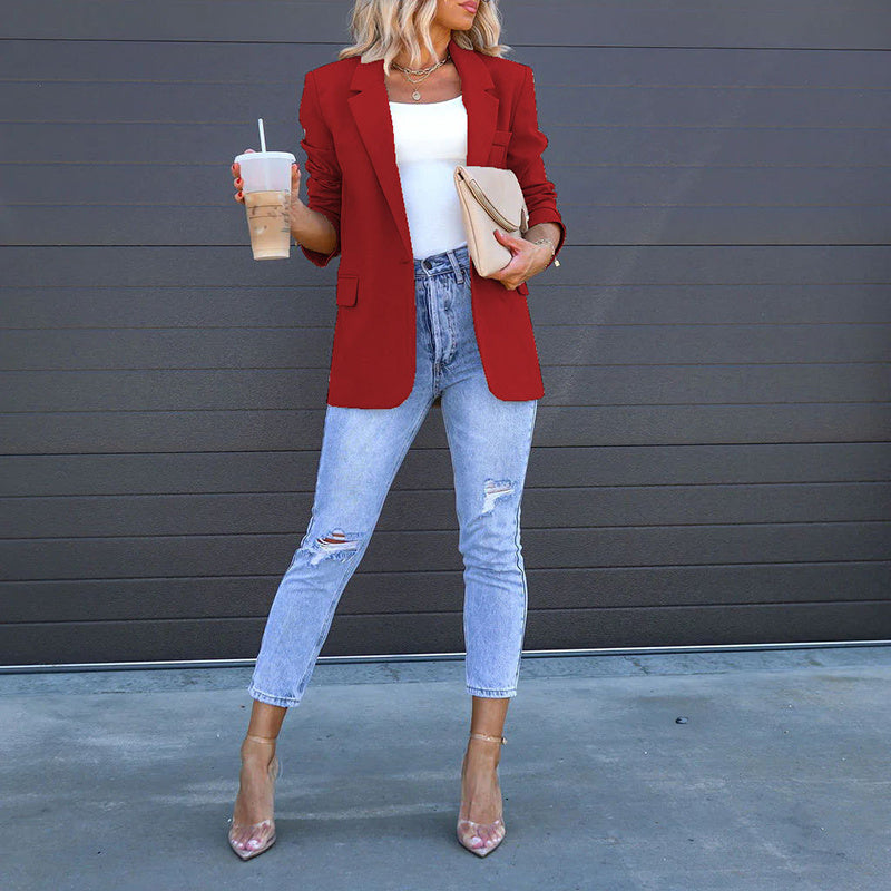 Casual Open Front Long Sleeve Suit Jacket Blazer