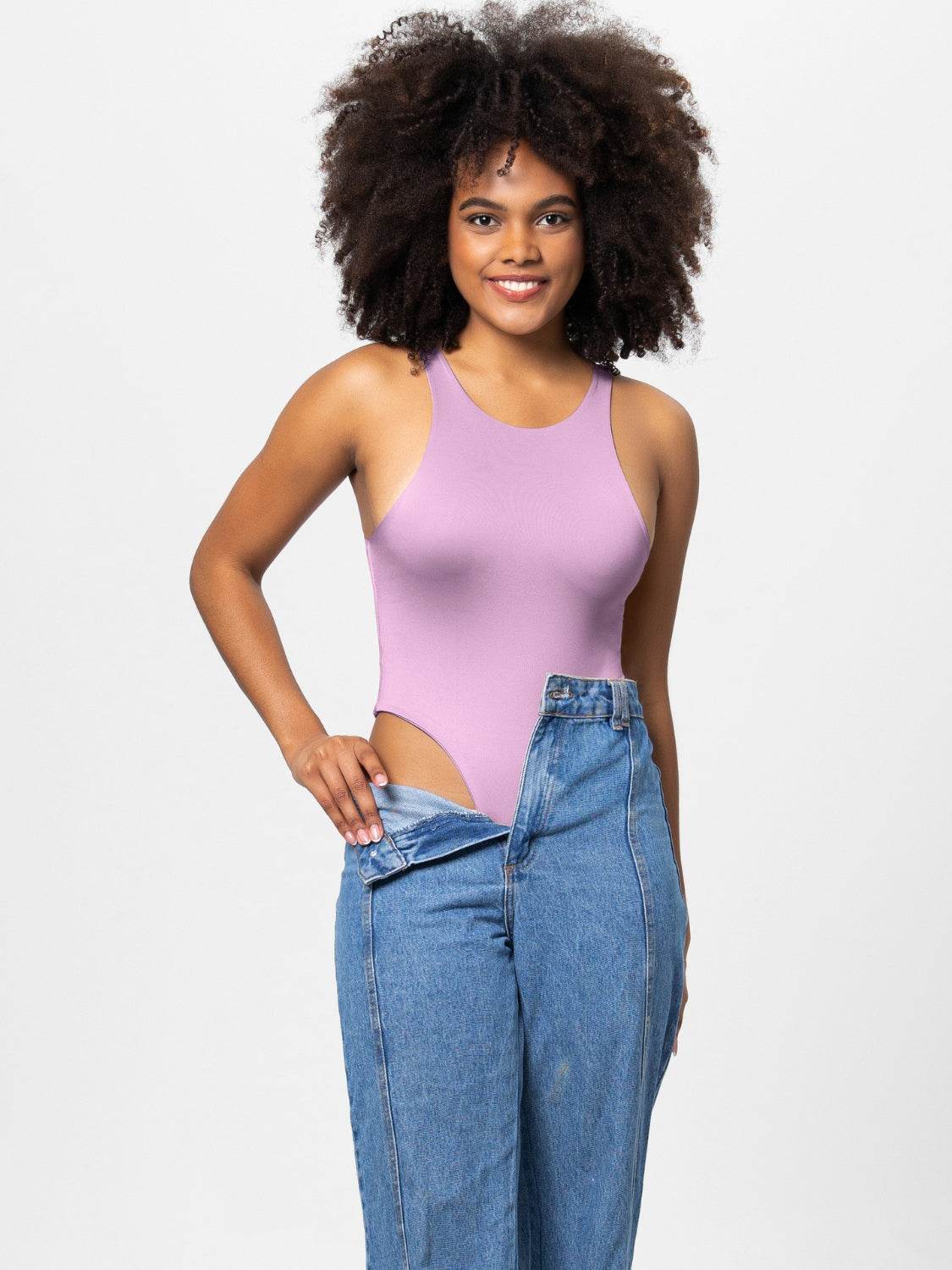 Full Size Round Neck Wide Strap Bodysuit - Fashions Envy