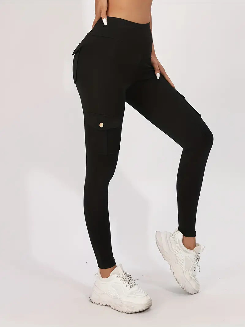 High Waisted Yoga Leggings with Pockets - Elastic Running And Sports Leggings