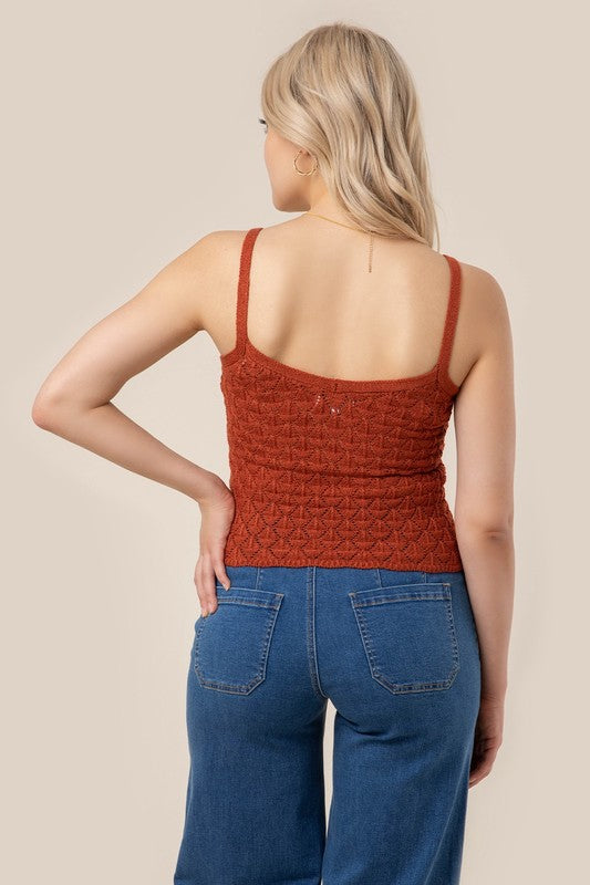 Sleeveless Crochet Knit Tank Top