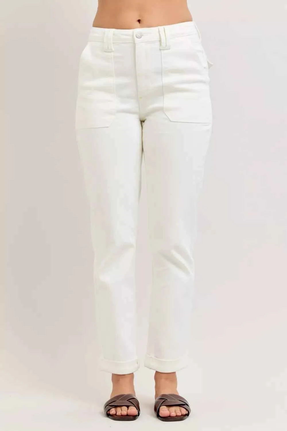 Judy Blue High Waist Jeans - White Patch Pocket Denim