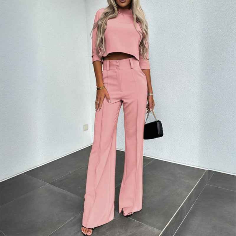 Professional Two-Piece Set - Cropped Top & Pants