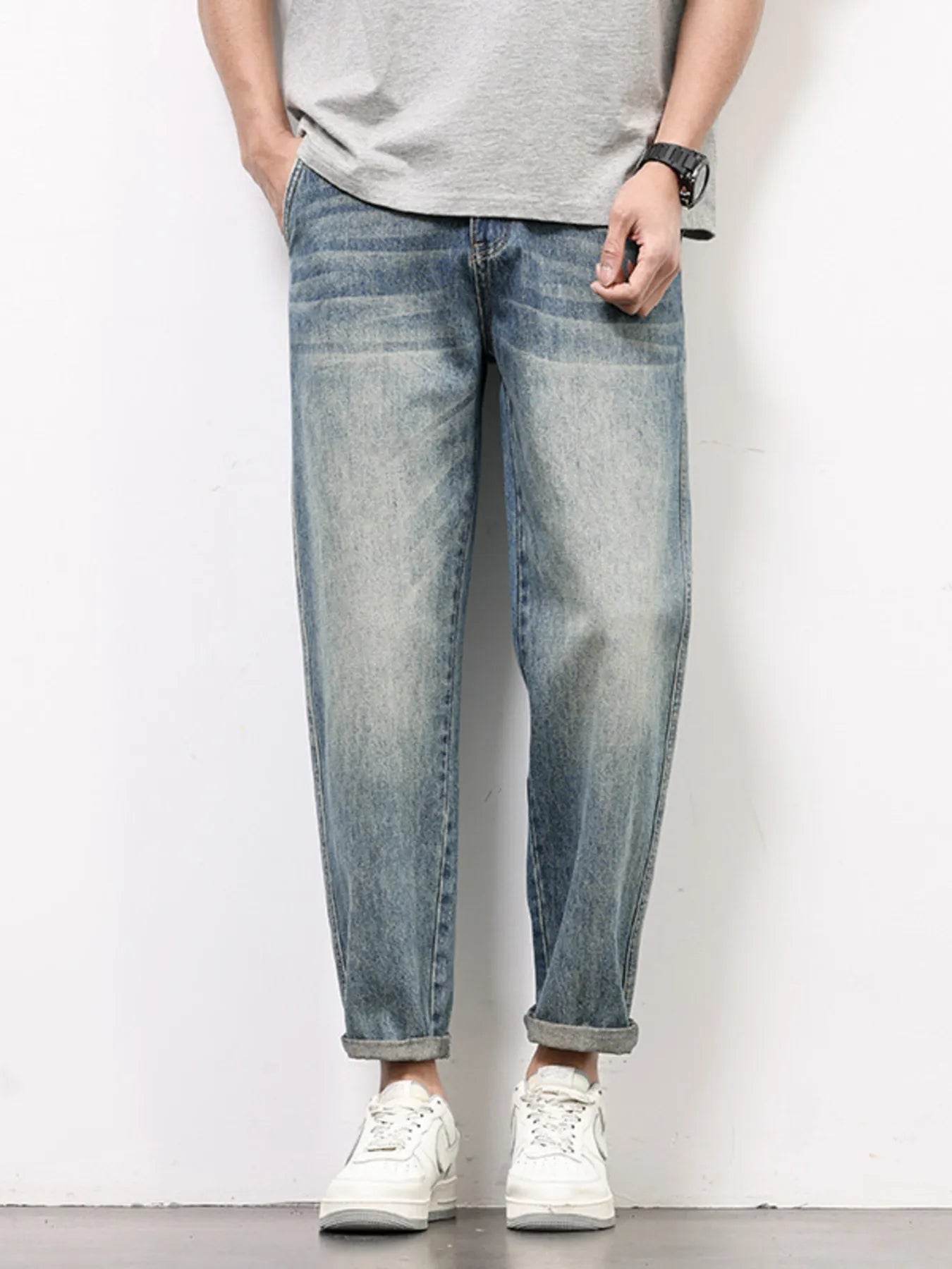 Men's Loose Fit Washed Jeans - Fashions Envy