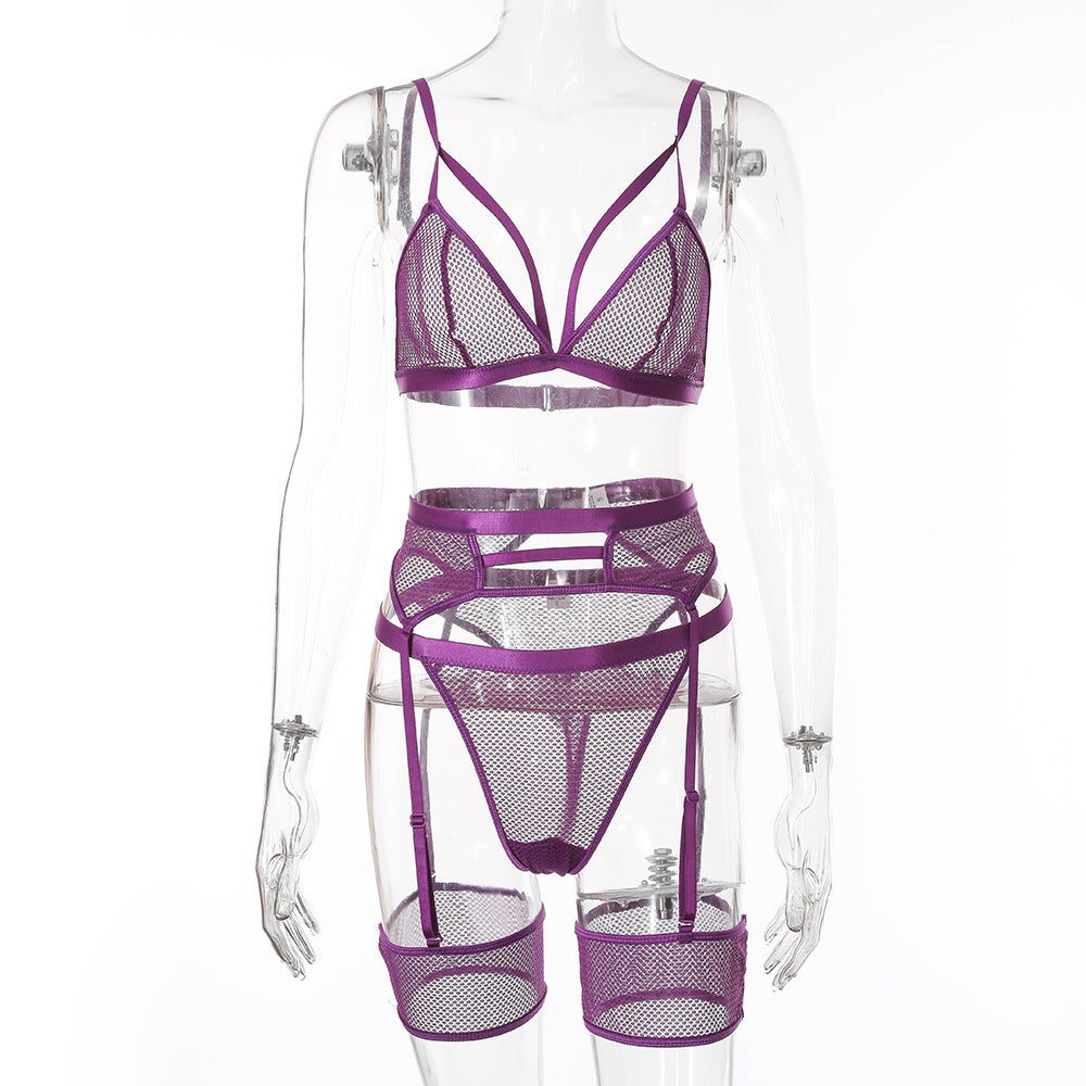 Lace Garter Lingerie Set - 3PC Sexy Women's Intimate Wear