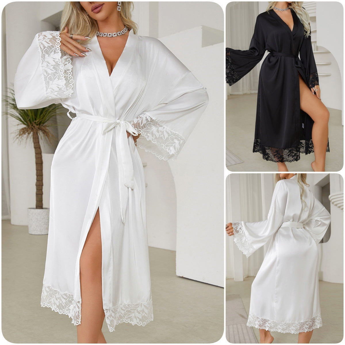 French Style Nightgown Robe - Comfortable Tied Sleepwear