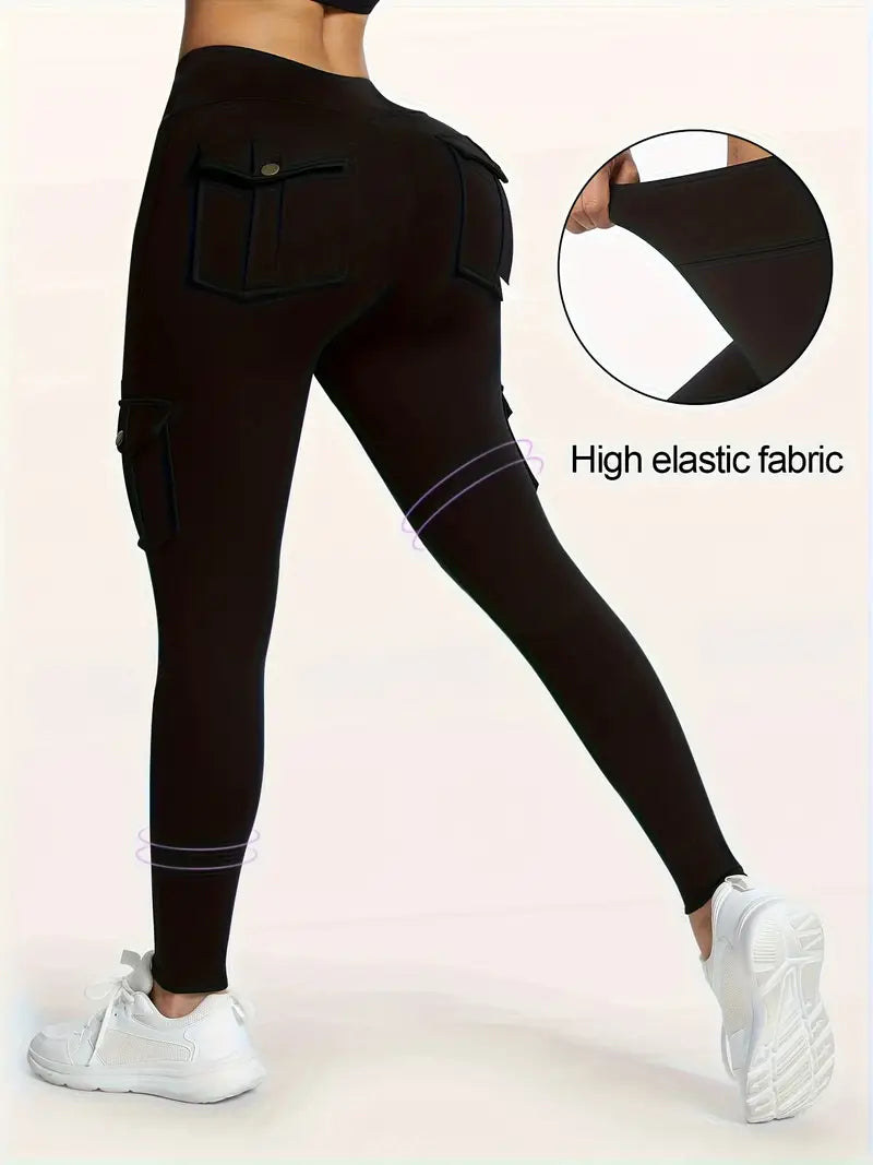 High Waisted Yoga Leggings with Pockets - Elastic Running And Sports Leggings