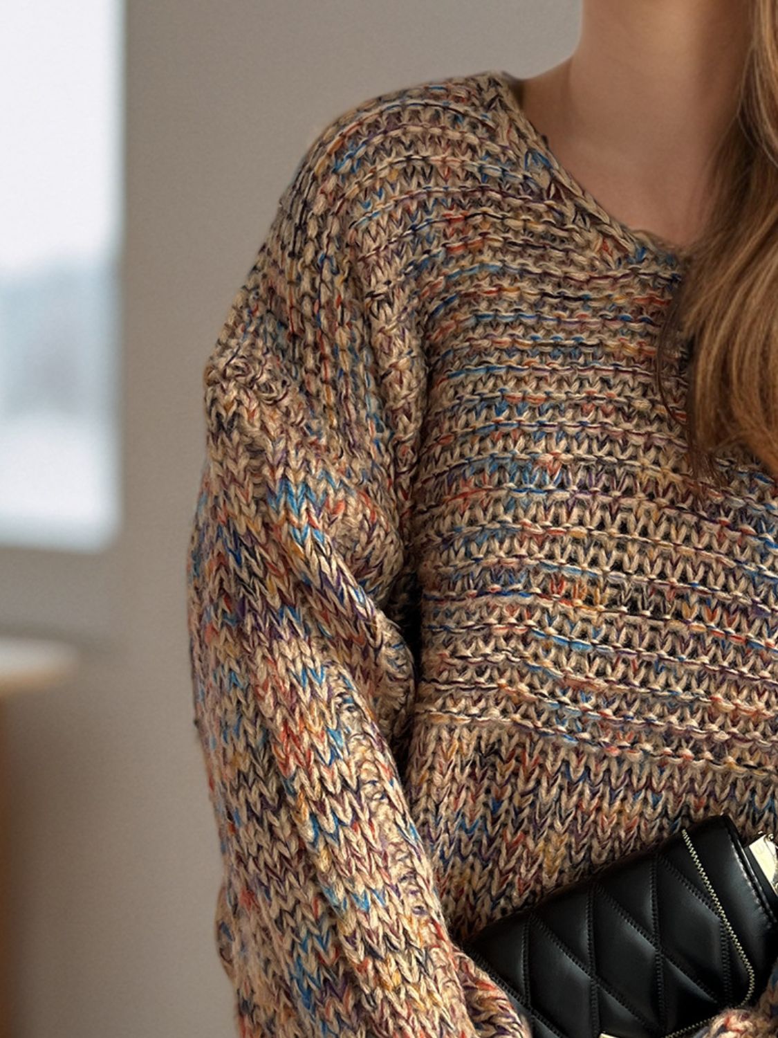 Dropped Shoulder Sweater - Cozy Long Sleeve Style