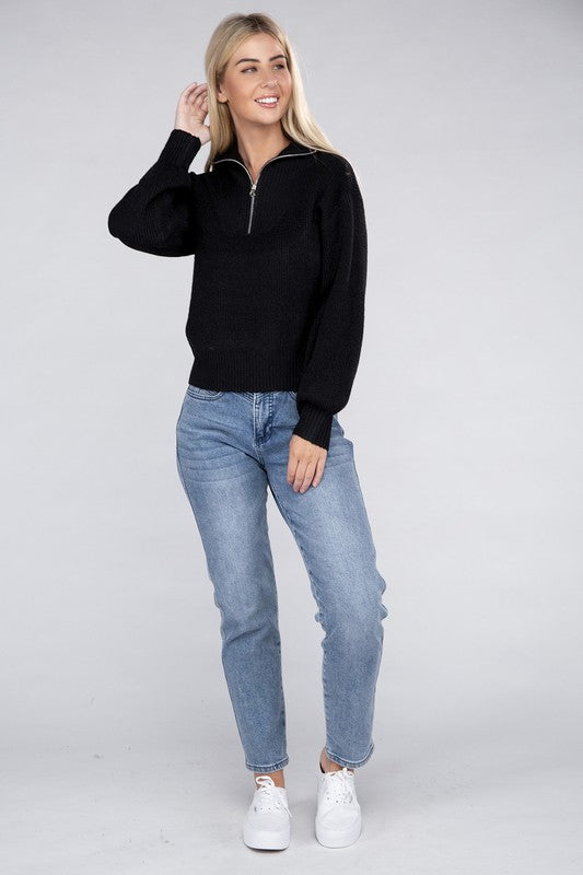 Easy-Wear Half-Zip Pullover Sweatshirt