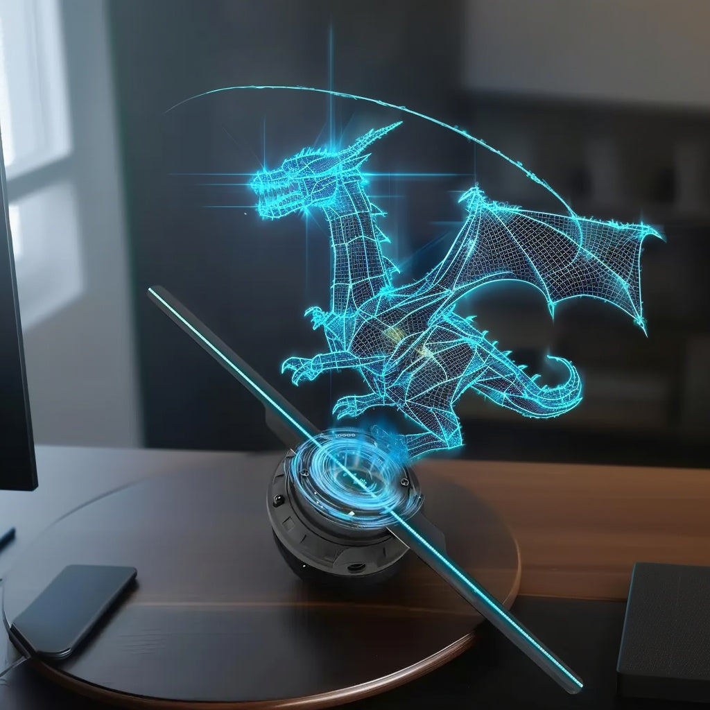 3D Hologram Fan Projector - 224 LED Naked-Eye Display for Parties