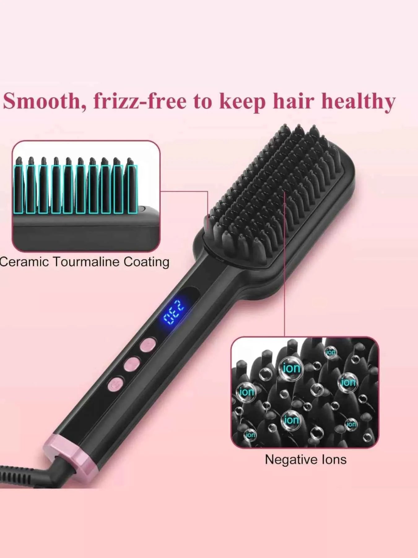 Hair Straightening Comb - Anti-Scald Heated Brush