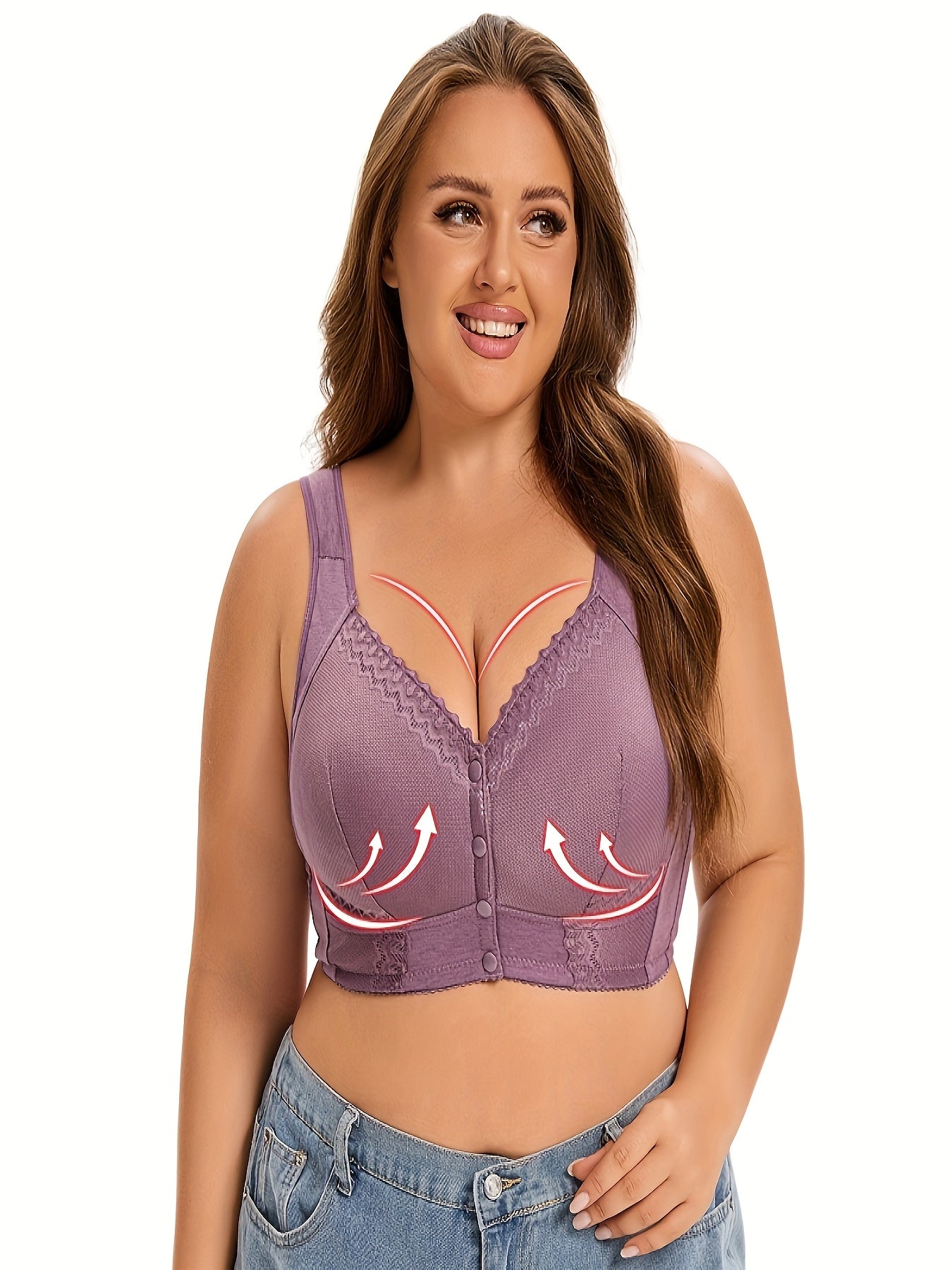 Elegant Floral Vest-Style Oversized Lace Wireless Bra