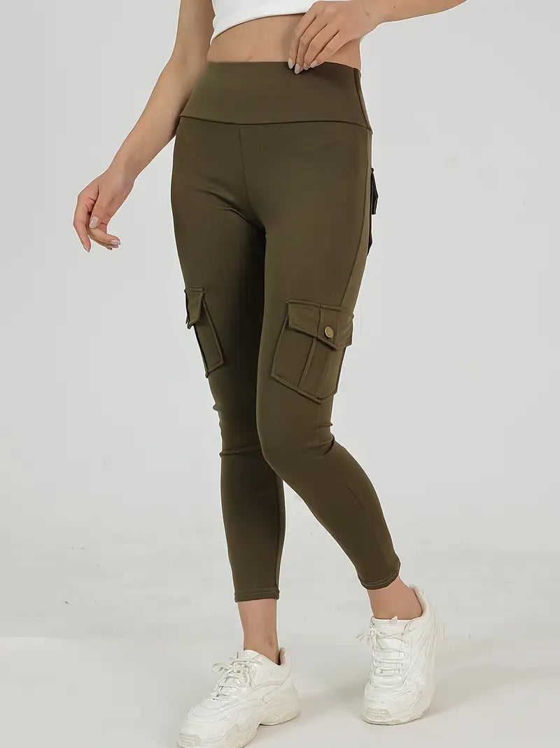 High Waisted Yoga Leggings with Pockets - Elastic Running And Sports Leggings