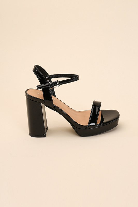 Open Toe Round Front Ankle Strap Heels
