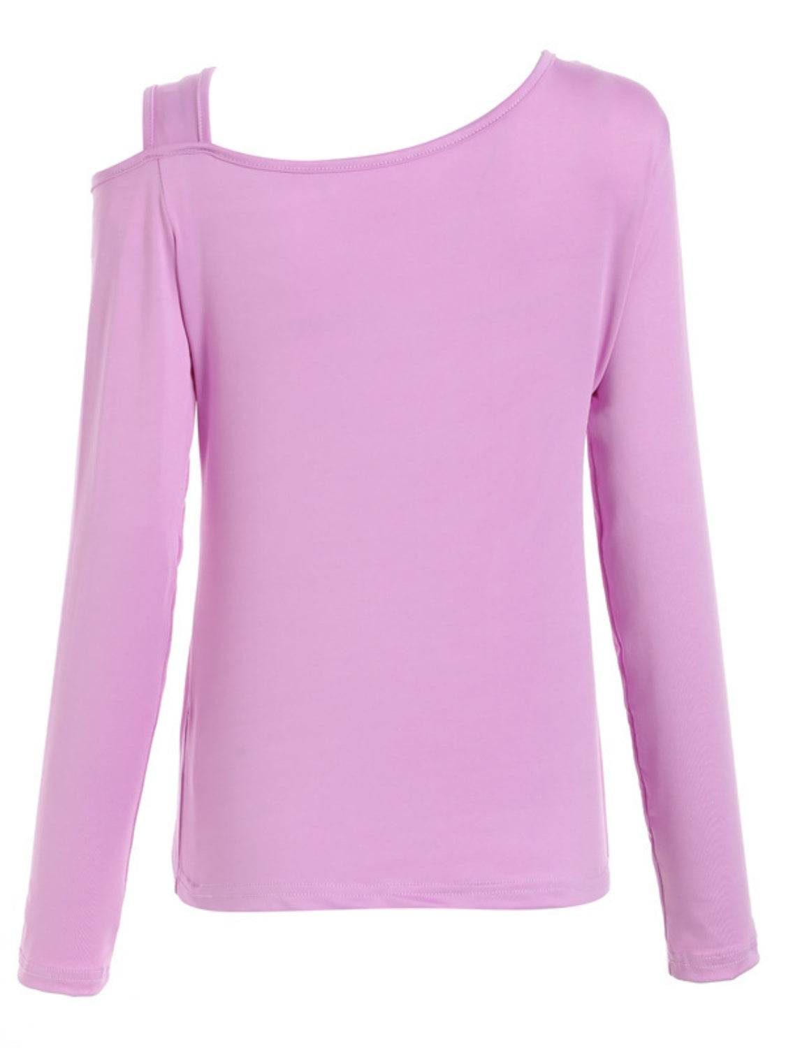 Cutout Asymmetrical Neck Long Sleeve T-Shirt - Fashions Envy
