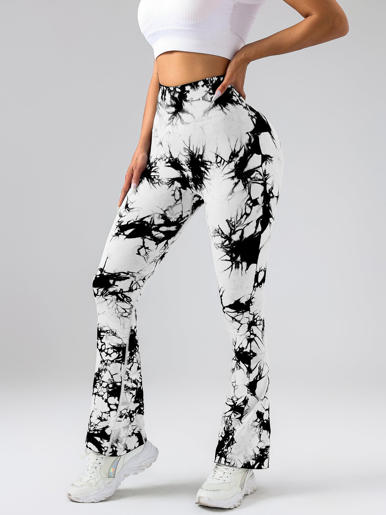 Tie-Dye Flare Yoga Pants - High Waist Tummy Control