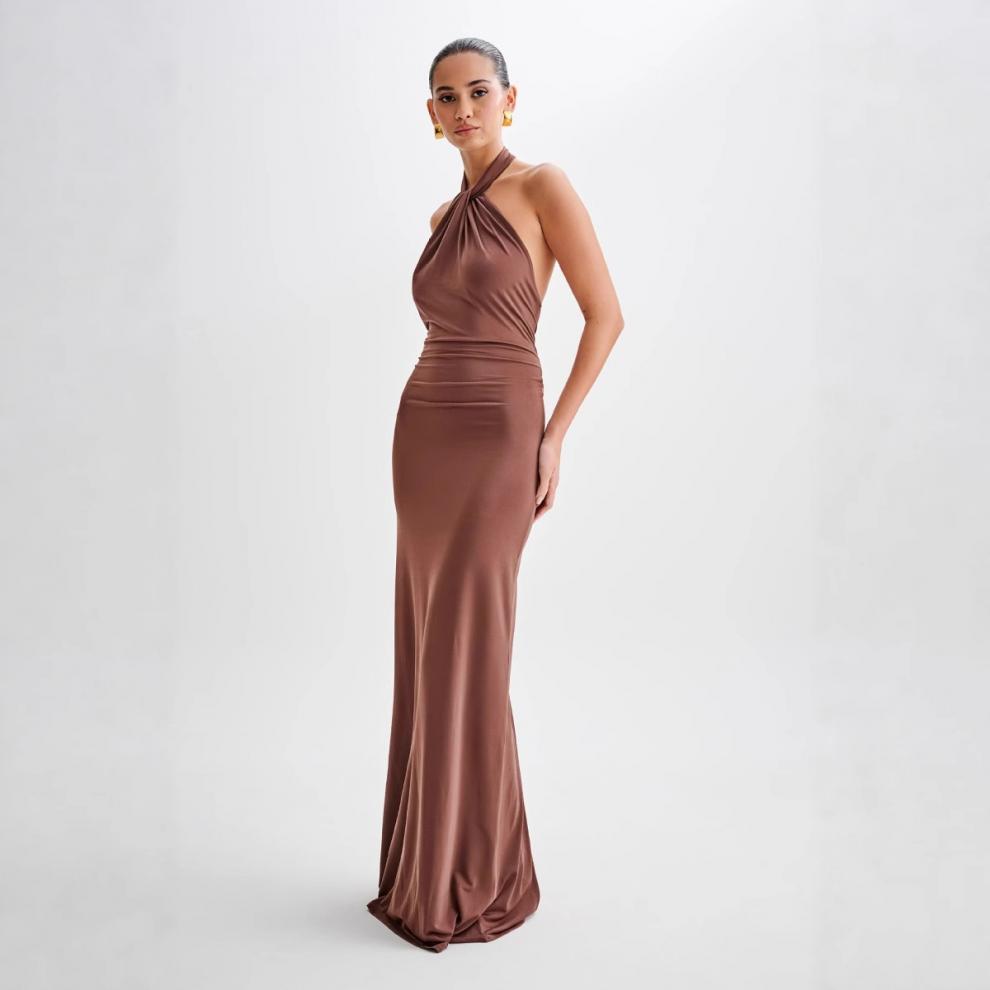 Halter Backless Maxi Dress - Elegant Formal Gown