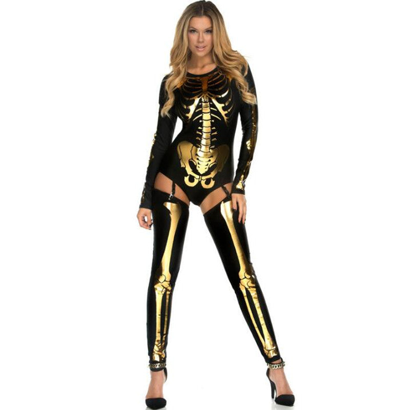 Skull Zombie Costume - Halloween Cosplay Skeleton Uniform