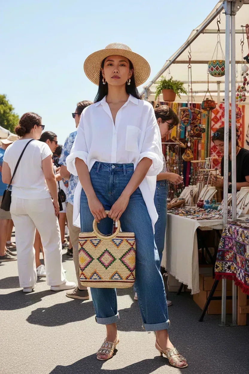 RISEN Barrel Jeans - Slouchy Cropped Cuffed Hem - Fashions Envy