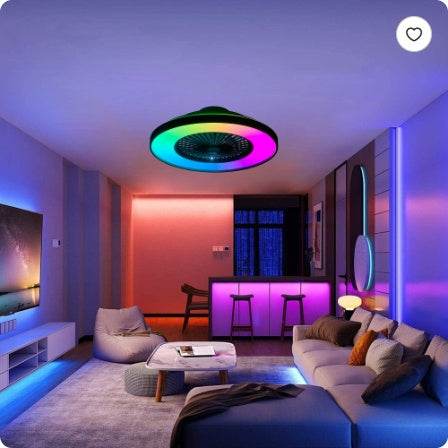 Smart Ceiling Fan with LED RGB Lights - 23 Inch Black DC Motor - Fashions Envy