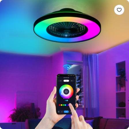 Smart Ceiling Fan with LED RGB Lights - 23 Inch Black DC Motor - Fashions Envy