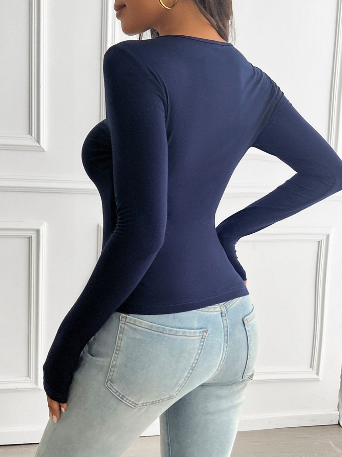 Devine Round Neck Long Sleeve T-Shirt - Fashions Envy