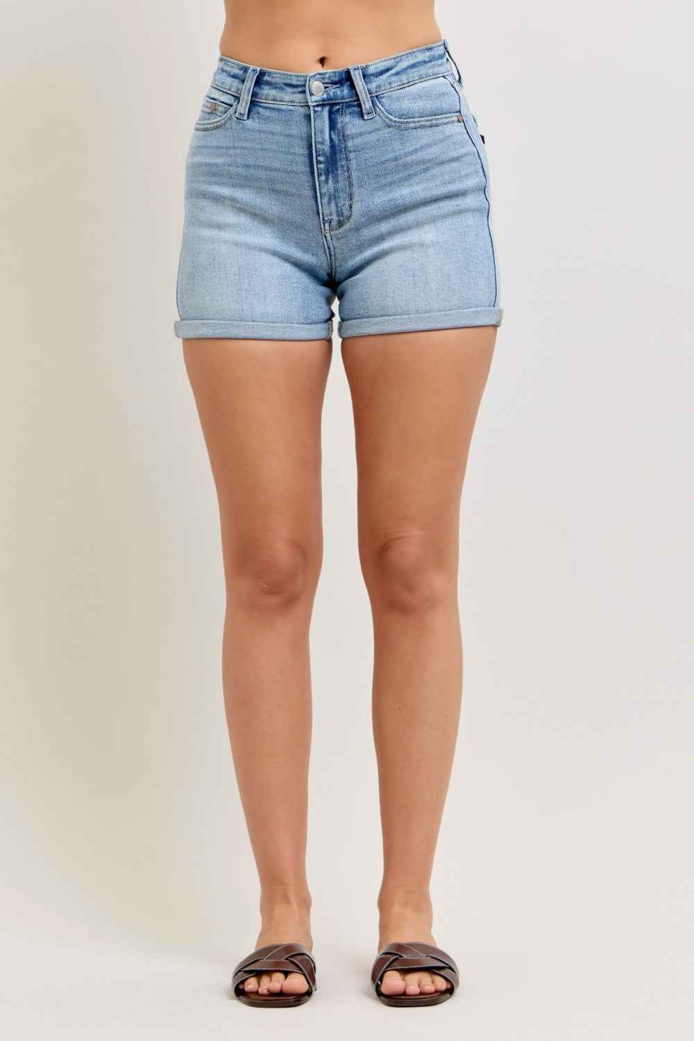 Judy Blue High Waist Slim Shorts - Cell Phone Pockets