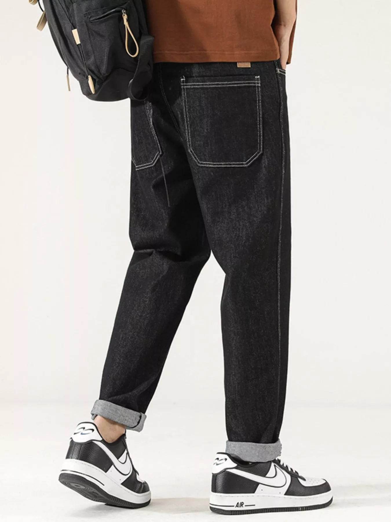 Men's Wide Leg Washed Denim Jeans - Fashions Envy