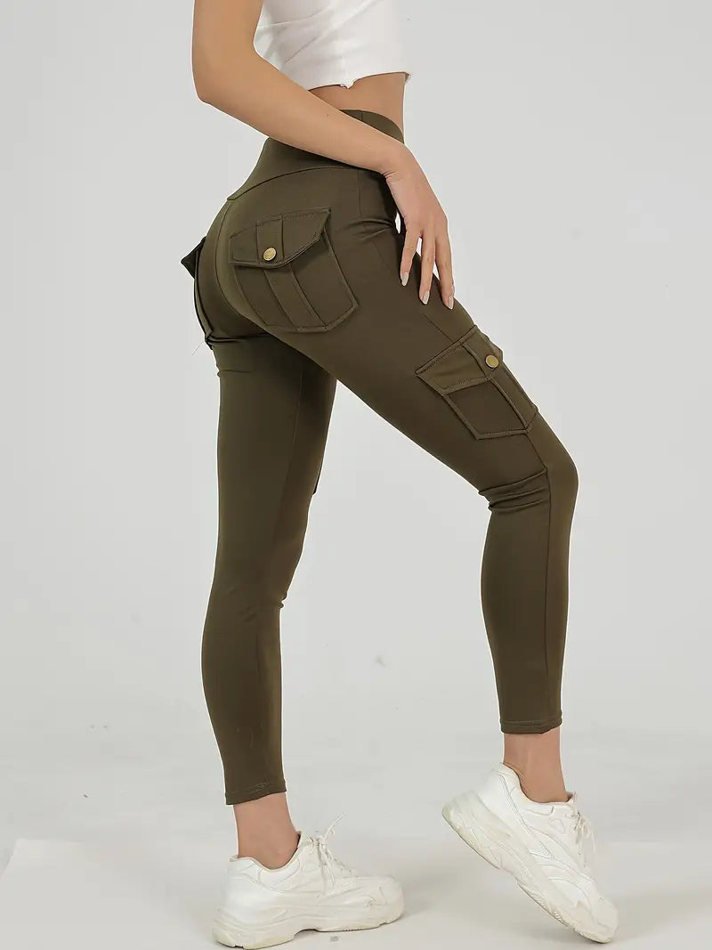 High Waisted Yoga Leggings with Pockets - Elastic Running And Sports Leggings