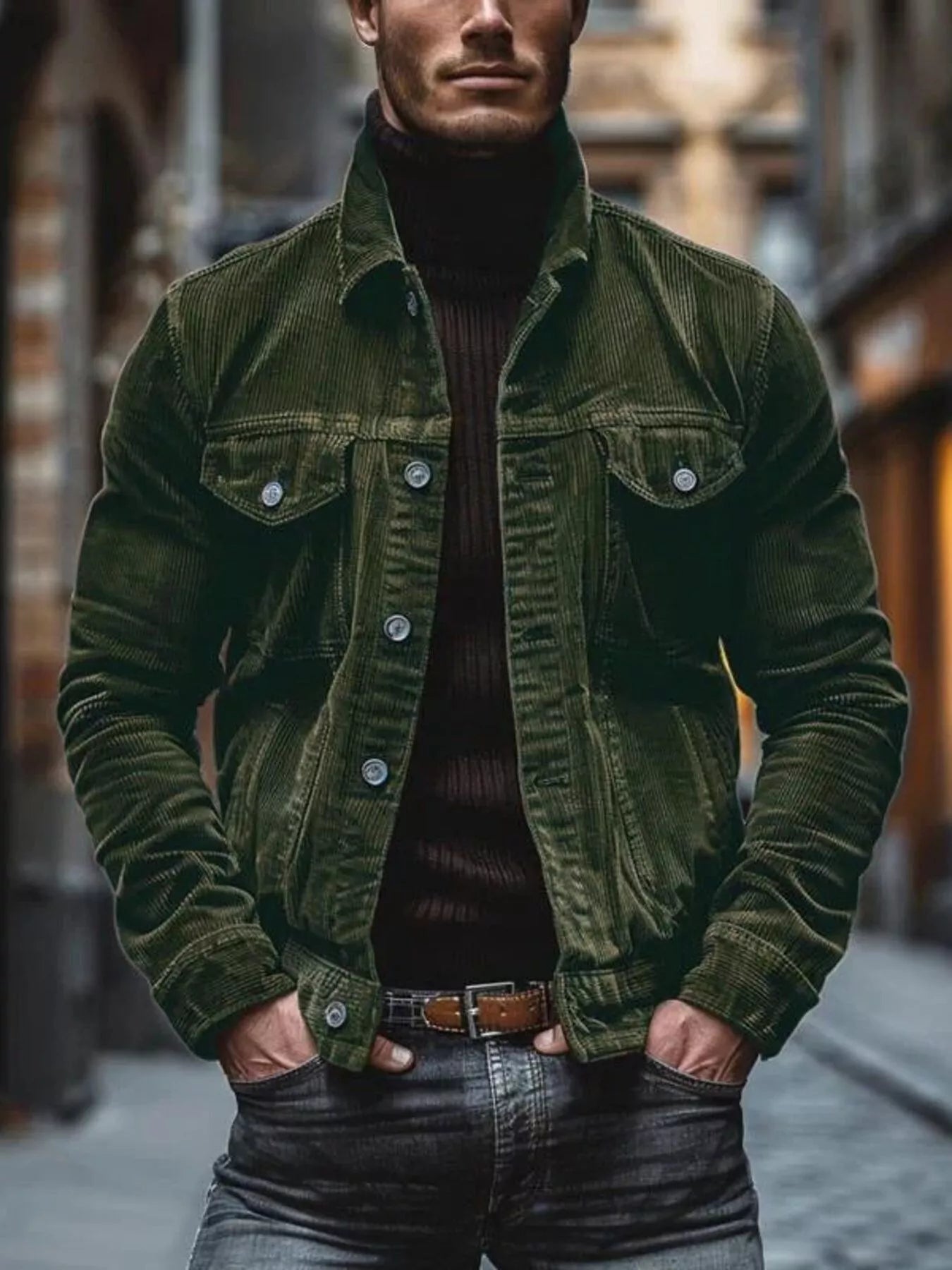 Corduroy Button-Down Jacket Men - Classic Fit Outerwear - Fashions Envy