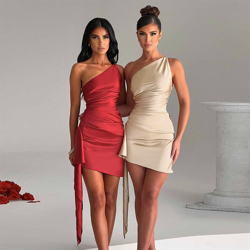 Backless One-shoulder Sleeveless Sexy Mini Dress