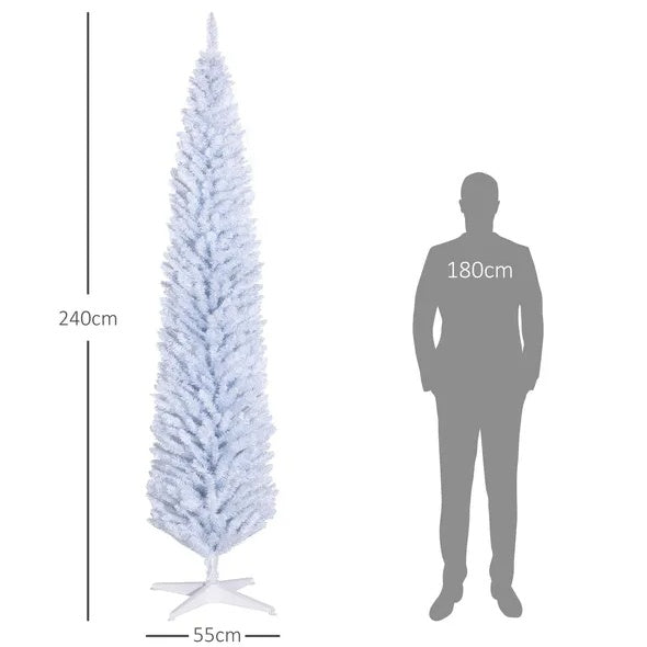 White Pencil Christmas Tree - 8 FT Slim Artificial