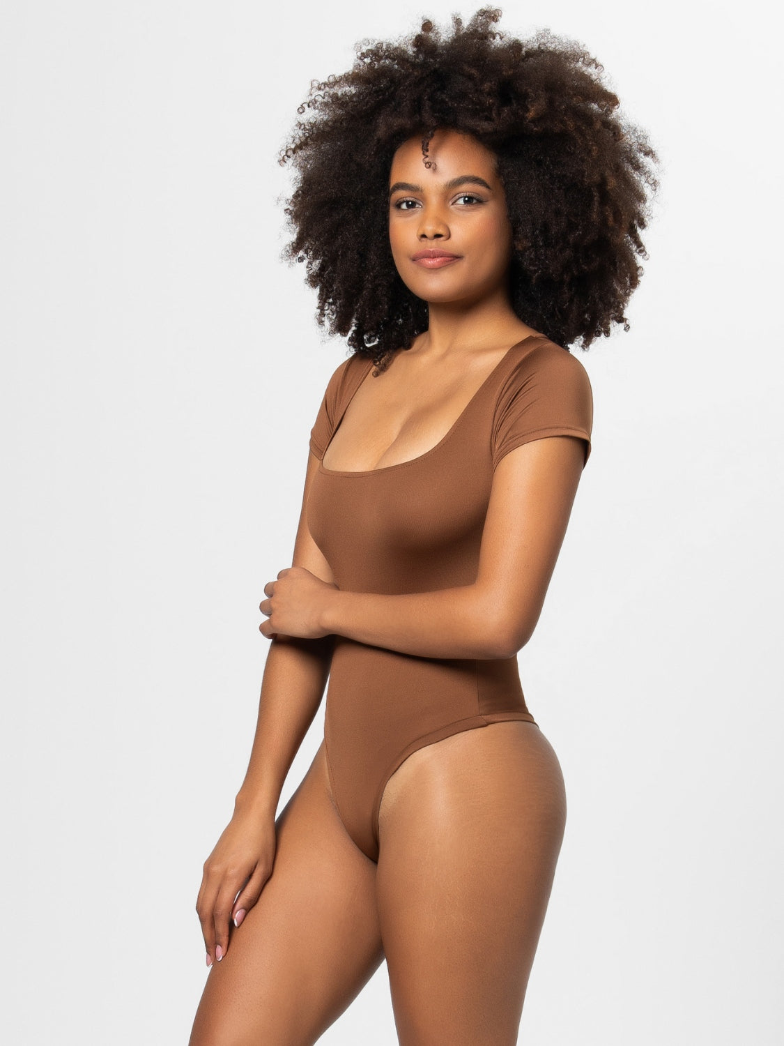 Full Size Square Neck Short Sleeve Bodysuit - Fashions Envy