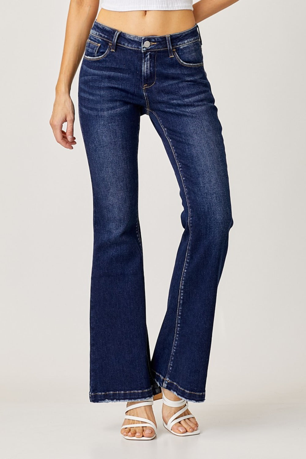 RISEN Full Size Low Rise Flare Jeans - Fashions Envy